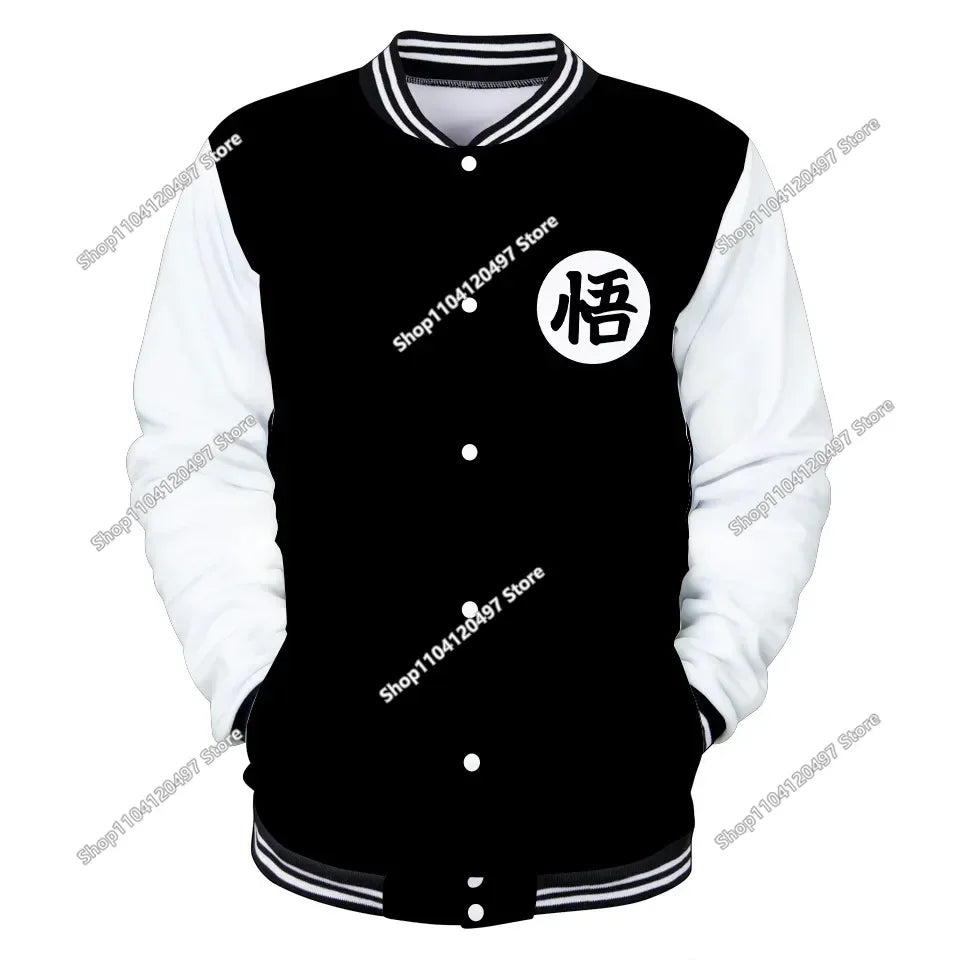 Neue japanische Anime Dragon Ball Z College-Jacke für den Herbst, lässiger Sweatshirt-Hoodie-Mantel, Marken-Baseballjacke