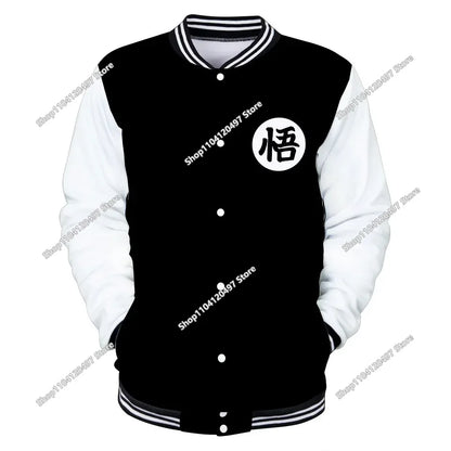 Neue japanische Anime Dragon Ball Z College-Jacke für den Herbst, lässiger Sweatshirt-Hoodie-Mantel, Marken-Baseballjacke