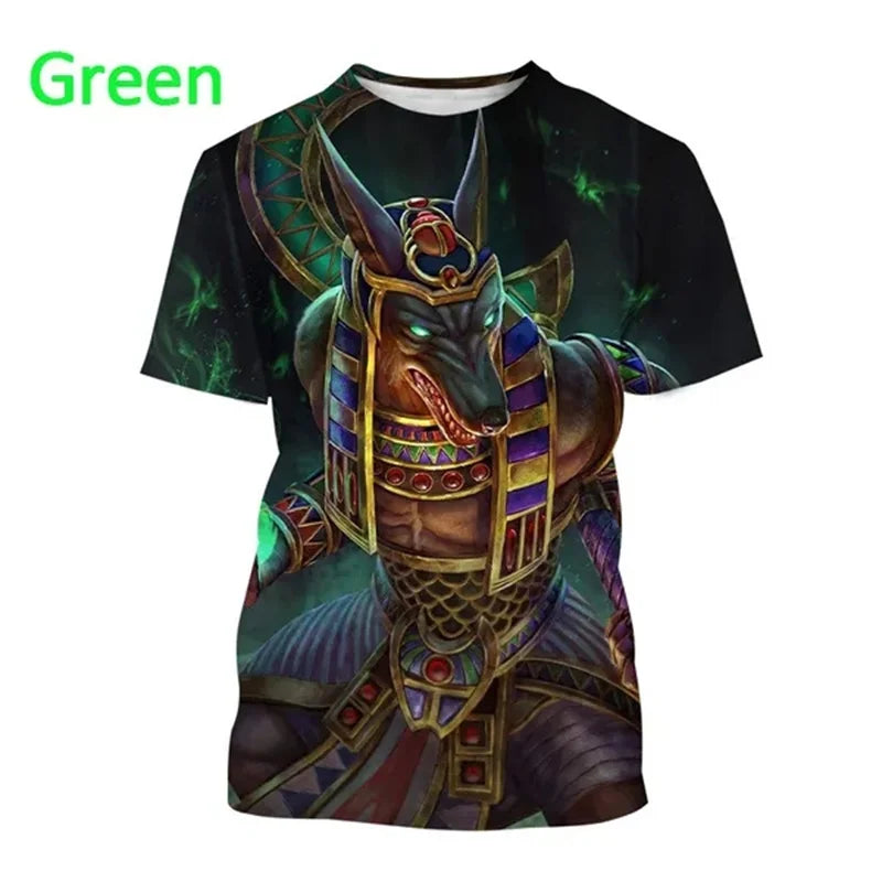 T-Shirts mit dem Sensenmann Anubis – 3D-gedrucktes T-Shirt mit altägyptischem Gott – Auge Ägyptens – Pharao – Harajuku-Mode – Kurzarm-T-Shirt