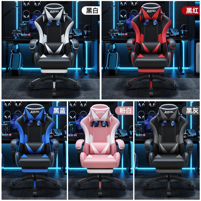 Modern Gaming Chair with Lumbar Support High Back Swivel Office Chair Reclining Computer Seat for Long Sitting Home Gaming Throne
