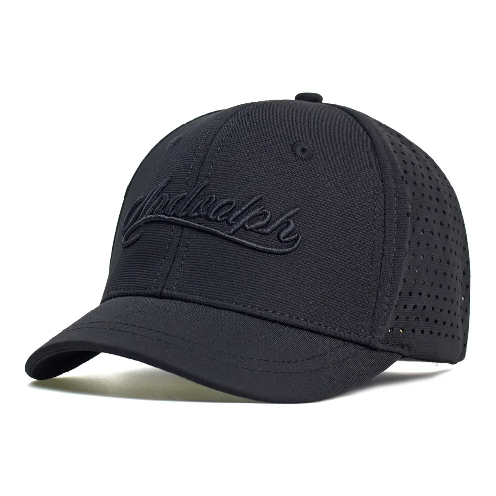 Baseballkappe mit Netzstoff, kurzer Krempe, geschlossener Rückseite, atmungsaktiv, Snapback-Kappen, eng anliegend, Dad-Cap, verstellbar, einfarbig, Trucker-Stil