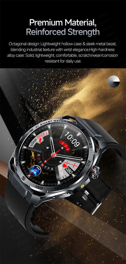 Smart Watch Men High-end Health Blood Pressure Blood Oxygen Lipids Uric Acid Sapphire Smart Watches Ai GPT Custom Dial ECG 2026
