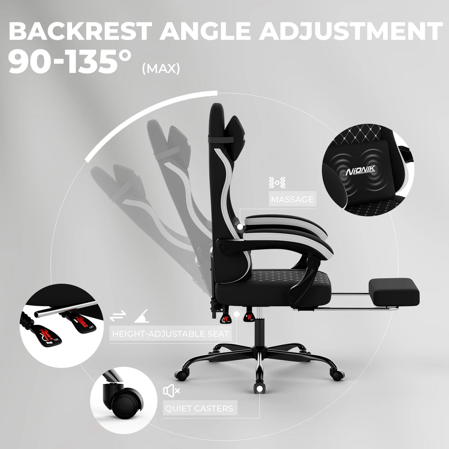Gaming Chair High Back Ergonomic Computer Chair With Footrest Reclining Adult Comfortable Office Chair ﻿