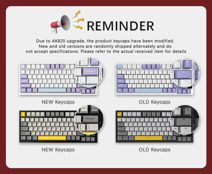 Ajazz AK820 Pro Gaming Mechanical Keyboard 75% Bluetooth/Wireless Customized Gamer Keyboard with TFT Color Screen Knob for PC
