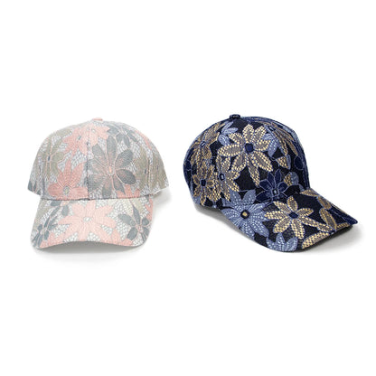 Fashion women lace flower baseball caps breathable elegant female hats spring summer autumn cap
