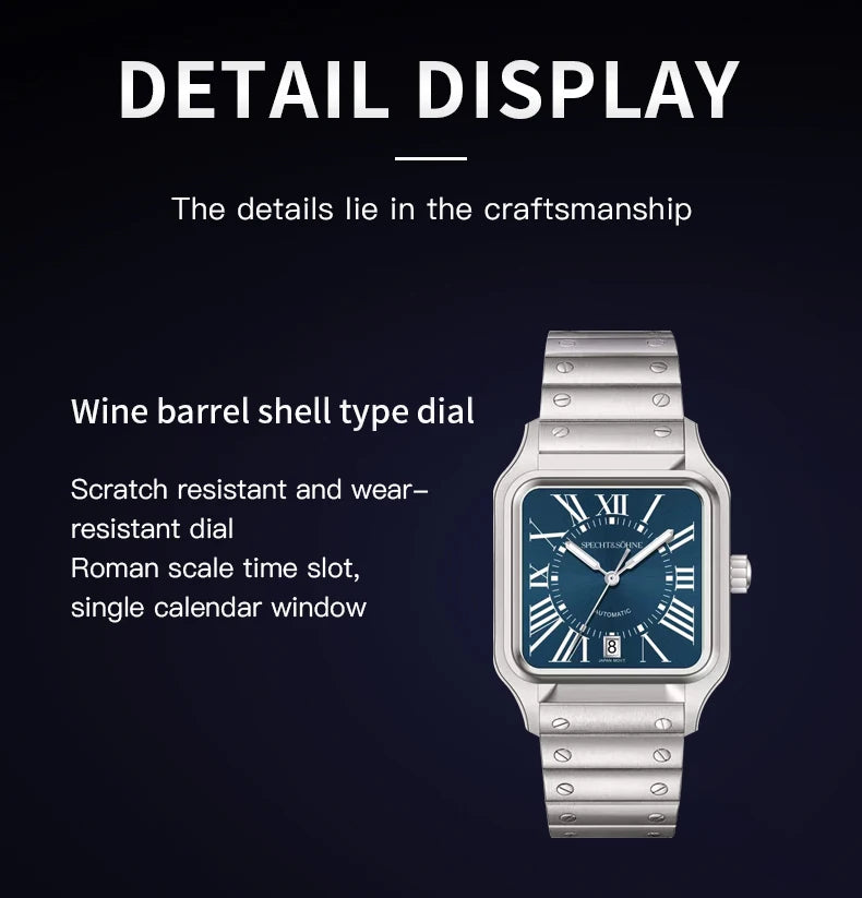 Specht & Söhne New Men's Watches Japan Miyota 8215 Movement Mechanical Wristwatches Stainless Steel 50M Waterproof Men's Watch