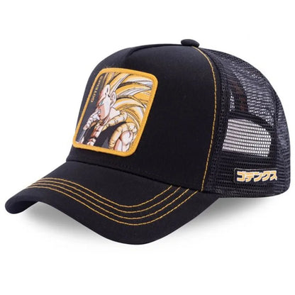 Cappellino Dragon Ball Son Goku da viaggio estivo con visiera, da uomo, ricamato, stile hip-hop, visiera parasole, cappellino trucker regolabile in rete