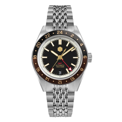Orologio da uomo automatico San Martin 39.5mm Limited Edition con quadrante Full Lume, NH34 GMT, data a ore 6, 10Bar, Kol Saati di lusso SN0116W