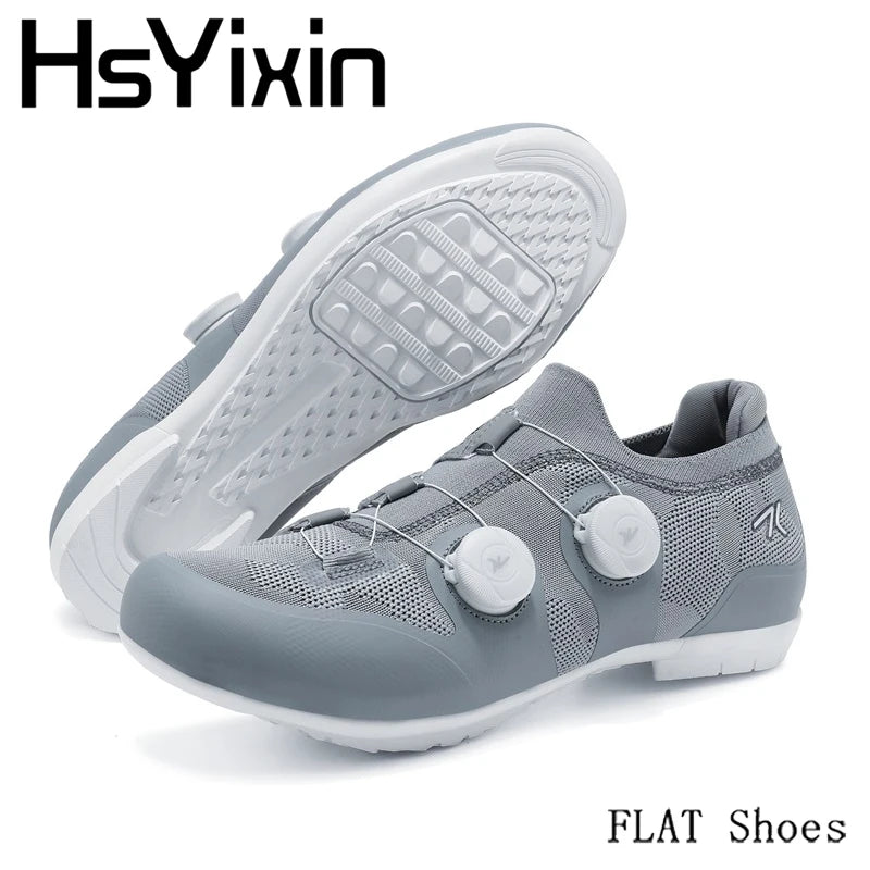 Scarpe da ciclismo su strada unisex, HsYixin traspiranti SPD autobloccanti antiscivolo, scarpe da corsa per bici da strada, MTB flat e sneakers da bicicletta