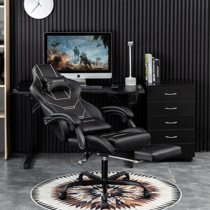 WOTSTA Gaming Chair Ergonomic Gaming Chair Office Chair with Footrest Racing Computer Chair Height Adjustable Padded Computer Chair