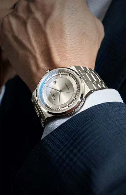 CARNIVAL Men's Tungsten Mechanical Watch Brand Luxury NH36 Automatic Movement Wristwatches for Men Waterproof Watch