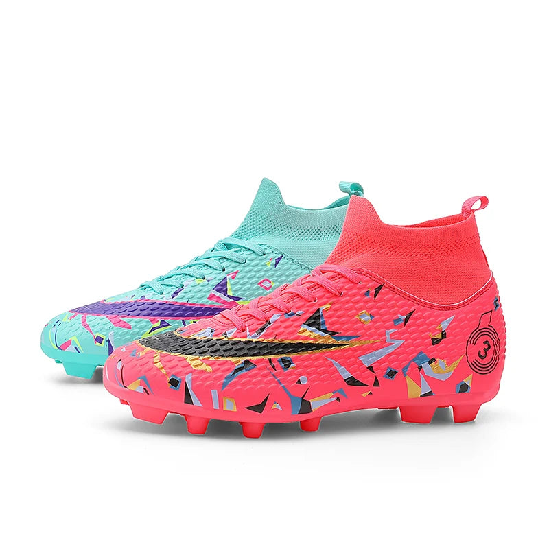 Professional Soccer Shoes Men Outdoor High-Top Sports Football Boots Boots Ag/Fg Long Spikes Artificial Grass Training Match