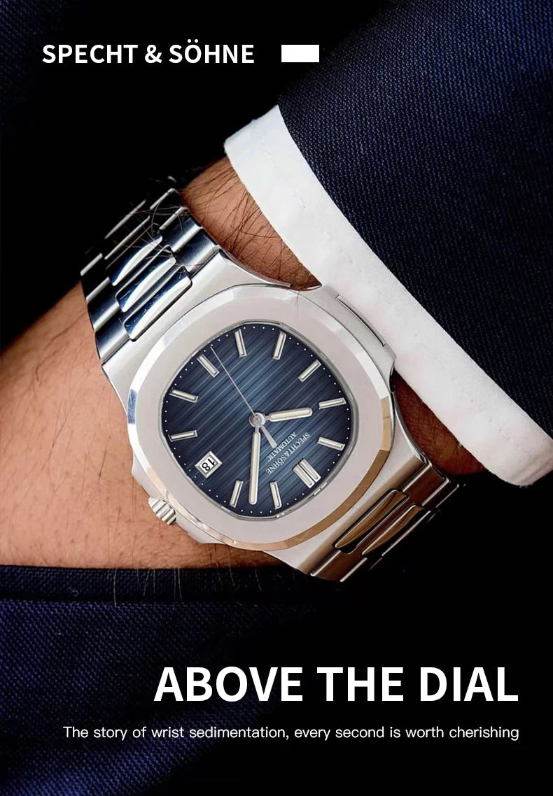 Specht&Sohne 2025 Nuovo Orologio Classico di Lusso da Uomo Automatico in Acciaio Inossidabile con Zaffiro 8215, Orologio da Polso Meccanico