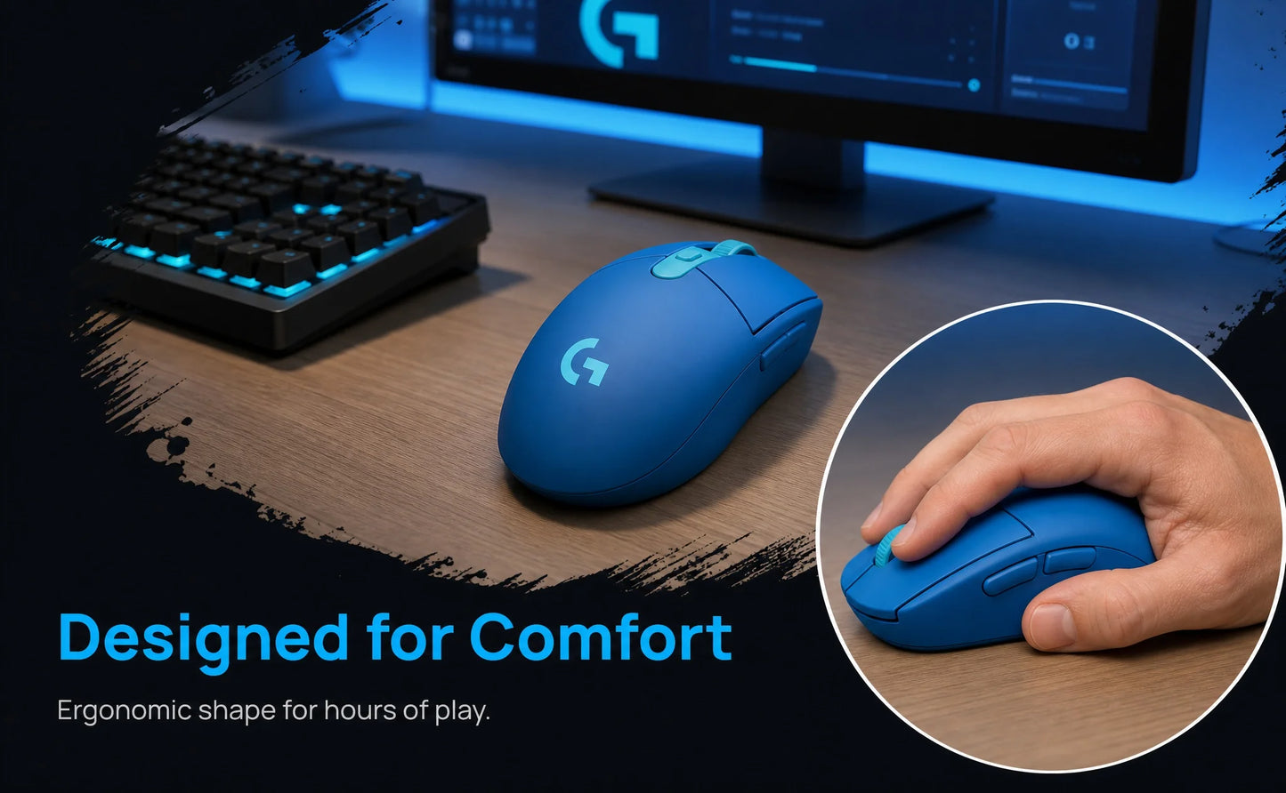 Logitech G304 Wireless Wired Gaming Mouse Fast Response Comfortable Grip For FPS Gamer