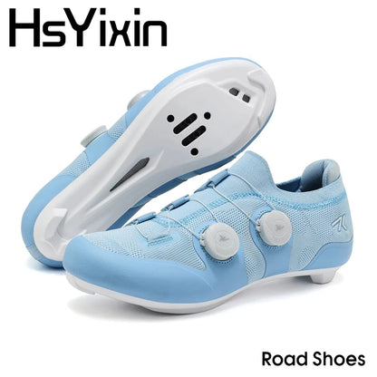 Scarpe da ciclismo su strada unisex, HsYixin traspiranti SPD autobloccanti antiscivolo, scarpe da corsa per bici da strada, MTB flat e sneakers da bicicletta
