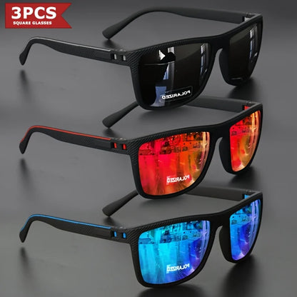 2025 New Square Frame Polarized Sunglasses High-Quality Spring Hinges Multicolor Coated Lenses for Vacation Driving Fishing UV P
