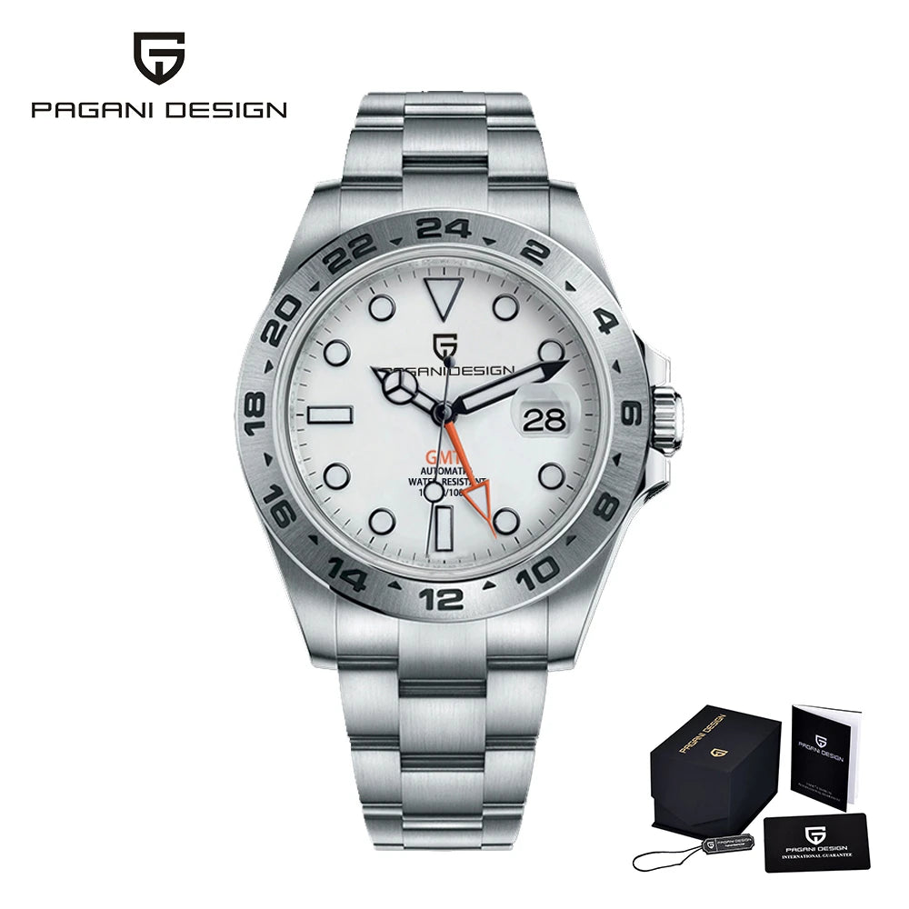 Relógio de mergulho masculino Pagani Design 2026 novo, 42mm, safira, mecânico automático GMT, impermeável 100m PD1682
