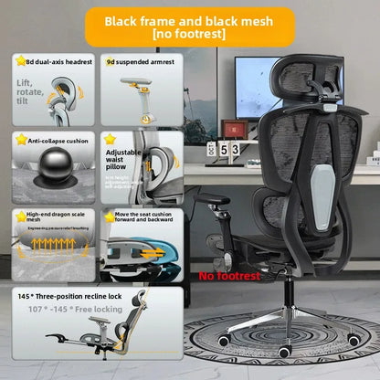Tragbarer minimalistischer ergonomischer Stuhl mit 10D-Armlehne, Computerstuhl, Bürostuhl, Lernstuhl, Gaming-Stuhl, stabil und langlebig