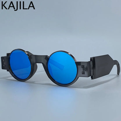 Y2K Punk Gothic Round Sunglasses Men 2026 Luxury Brand Steampunk Wide Temple Thick Frame Sun Glasses For Male Retro Cool Shades