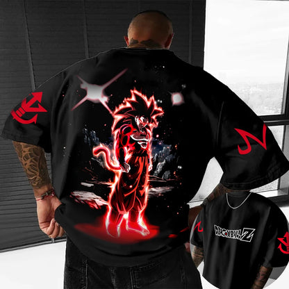 T-shirt oversized infantil Dragon Ball Z Son Goku Todas as Formas Broly Aura Azul Estampado de Grupo, streetwear anime para homem, T-shirt anime para fãs