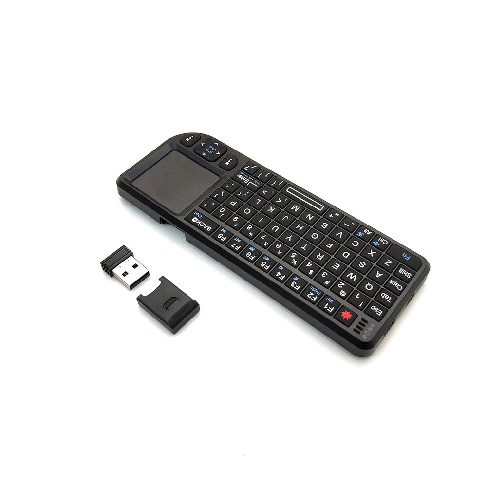 Teclado sem Fios A8 Mini 2.4G com Retroiluminação em 7 Cores, 3 em 1, Teclado Portátil com Touchpad e Air Mouse para Android TV Box, PC e Tablet