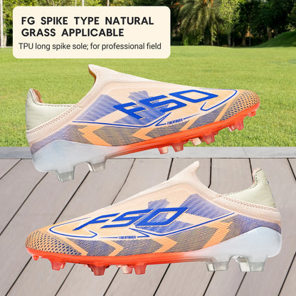 Classic AG/FG Football Shoes with TPU Wear-Resistant Long Studs, PU Mixed Fabric Upper, Non-Slip and Comfortable for Kids' Outdoor Football