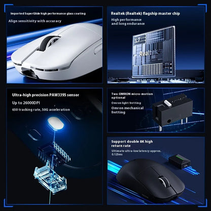 Official MCHOSE L7 Pro Wireless Gaming Mouse PAW3395 E-Sport Sensor Optical Switch TOPSPEED 8K Polling Rate 39g 250mAh Mouse
