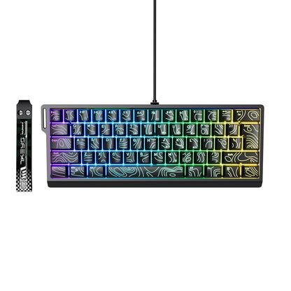 60% compact wired keyboard with RGB backlighting and gradient keycaps suitable for Windows tablets, laptops, and gamers.