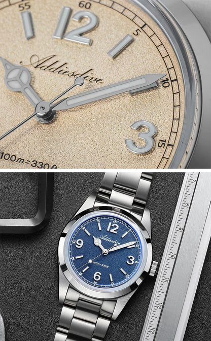 Reloj para hombre ADDIESDIVE AD2518 de 36mm en oferta destacada, cristal de espejo abombado, acero inoxidable 316L, cuarzo, resistente al agua 100m