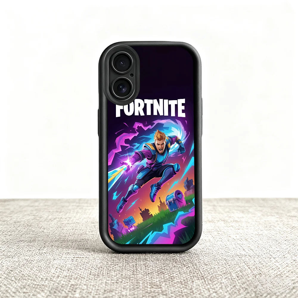 Capa para telemóvel Game F-Fortnite Survival para iPhone 11 12 13 14 15 16 17 Max Pro Plus Air Mini, capa macia preta com proteção da lente