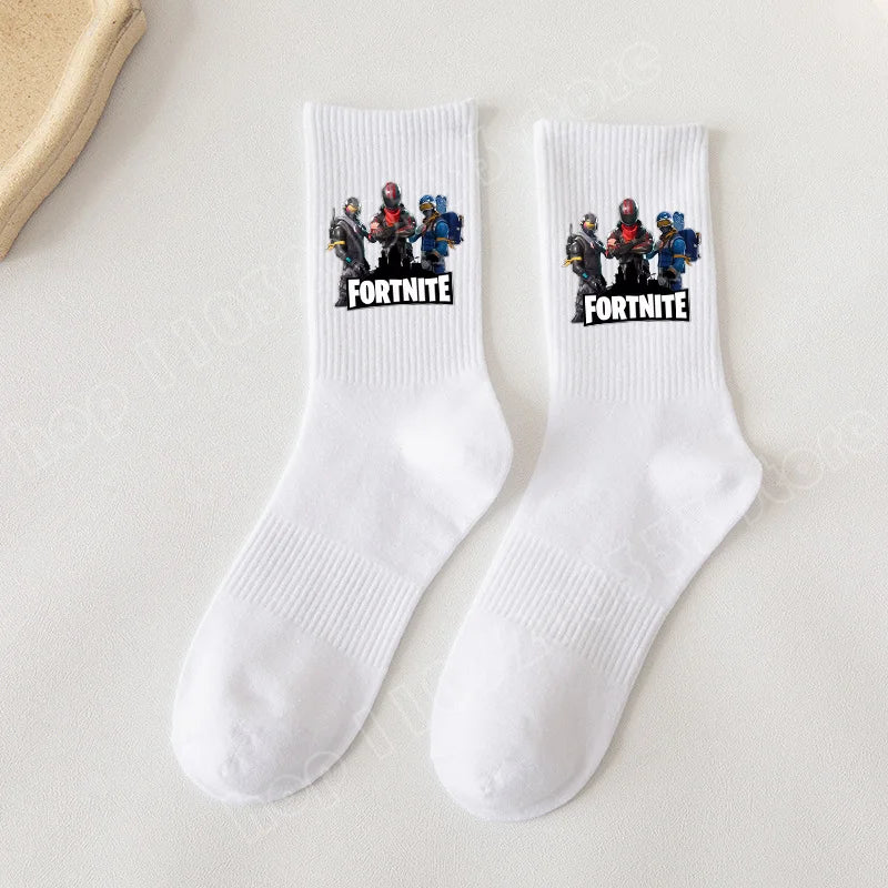 Fortnite-Socken mit Cartoon-Spielcharakter, lange Socken für Kinder und Schüler, einfarbige Baumwollsocken für Frühling und Herbst, Geburtstagsgeschenk