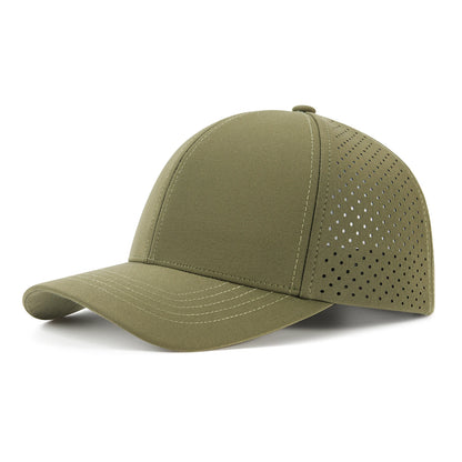 VOBOOM Herren-Baseballkappe mit Schnell-Trocknungsfunktion, lasergeschnittenem Netzstoff, gewölbter Krempe und Snapback-Verschluss – für Outdoor, Laufen und Reisen – schwarze Kappe