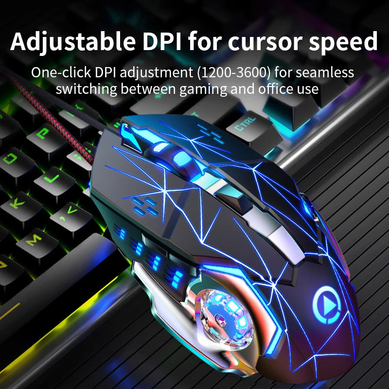USB Wired Gaming Mouse 6 Button Backlit Ergonomic Mice DPI Adjustable Optical Mice for PC Gamer Computer Desktop