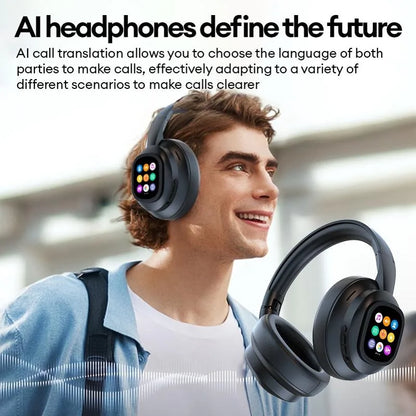 KI-LCD-Touchscreen kabellose Bluetooth-Kopfhörer – ANC-Geräuschunterdrückung, tiefer Bass, Gaming-Headset mit HD-Mikrofon