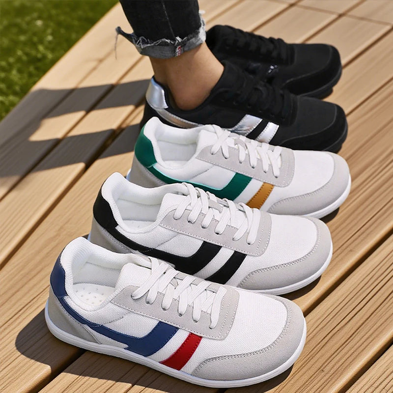 Herresneakers med bred tåboks, barfodssko, minimalistiske, åndbare og komfortable udendørs gåsko, sporty casual blå sko 2025
