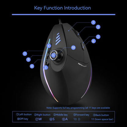 ZELOTES C-18 Vertical Mouse 11 Key Optical Mouse RGB Joysticks Programmable Laser Gaming Mice For PC Computer Gamer