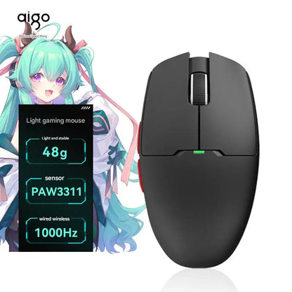 Mouse wireless Bluetooth Aigo GM80 PLUS PRO PAW3311/PAW3395 leggero 1000HZ cablato a tre modalità per gaming ed e-sport, regalo