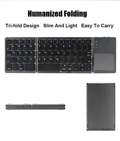 Wireless Folding Keyboard Bluetooth Keyboard With Touchpad For Windows, Android, IOS, Phone, Multi-Function Button Mini Keyboard