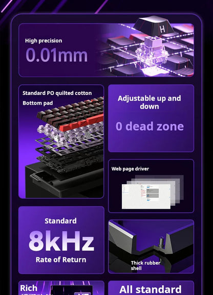 Teclado AULA WIN 68 HE de eixo magnético RT, teclado mecânico gaming com fios, taxa de polling 8K, teclas totalmente hot-swappable