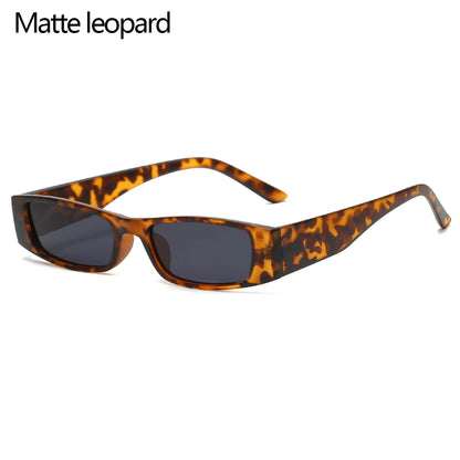 Small Rectangle Sunglasses Women Men Retro Narrow Frame Leopard Vintage Square Sun Glasses Female Punk Cat Eye Eyewear Oculos