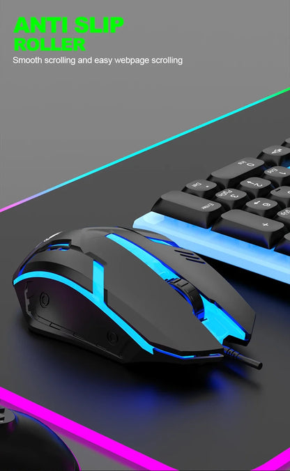 NG GTX350 Gaming-Tastatur-Maus-Set für Computer und Laptop, beleuchtetes Gamer-Kit, LED, kabelgebundene USB-Tastatur GTX350 Set – Schwarz