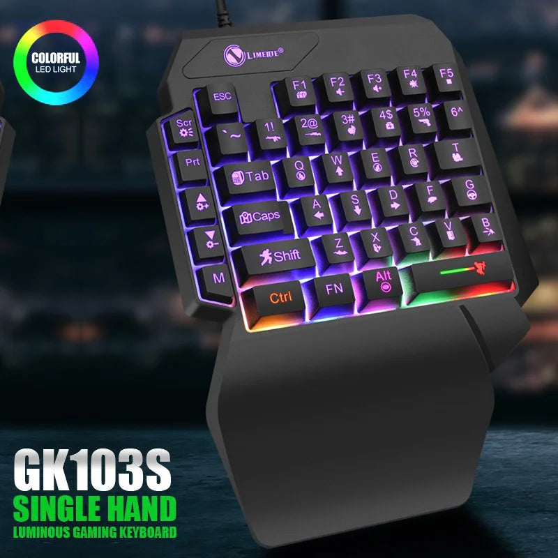 35keys One Handedly Single Hand Mini Gaming Keyboard USB Ultra-slim Wired Backlight Keyboard for Laptop Desktop PC Smartphone