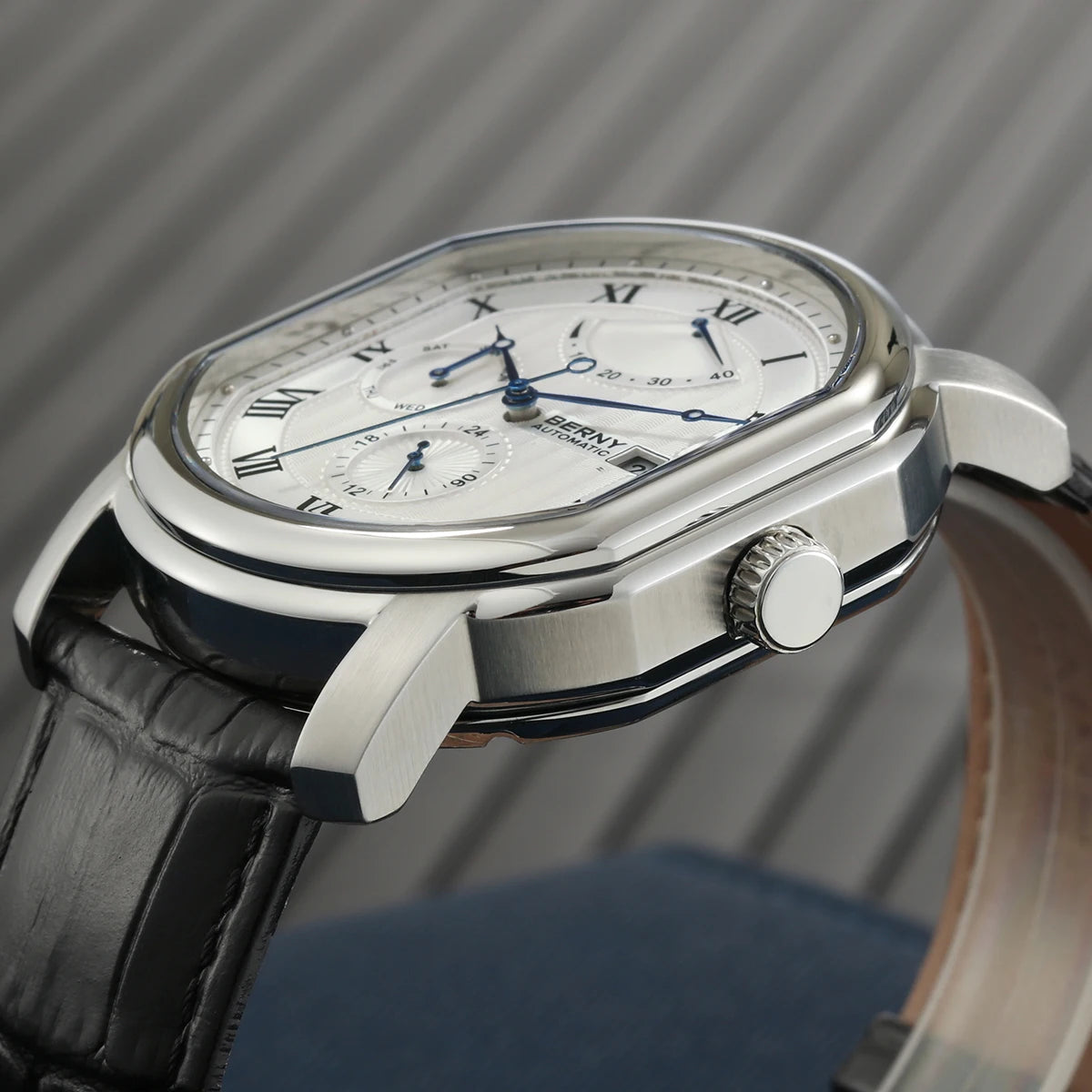 BERNY Men's Mechanical Watch, Top Accuracy, Automatic Wristwatch, Luxury Male Clock, Sapphire, Self-Winding, Waterproof