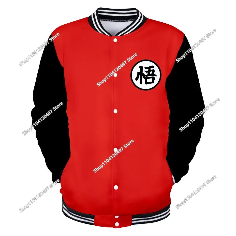 Dragon Ball Goku Kanji Symbol Men Zipper Hoodie Cartoon Japan Anime Women Sweatshirt 2025 New Fashion Children Jackets Coat