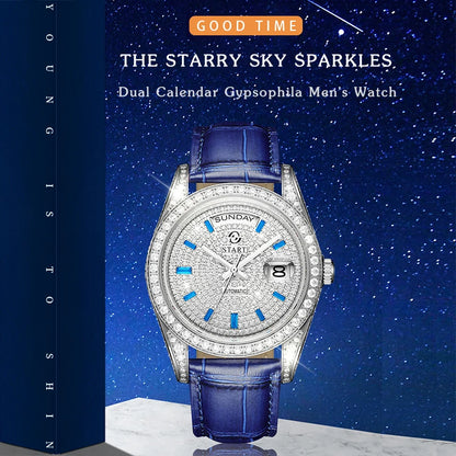 【START】Gypsophila Men's Watch Official Authentic Diamond Watch Waterproof Automatic Mechanical Watch Date Week Function