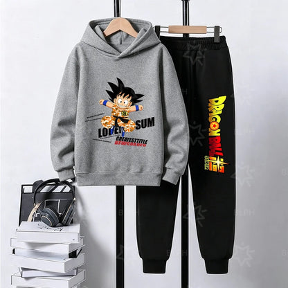 Kids Dragon Ball Camo Goku Printed Hoodie Set Casual Loose Comfortable Long Sleeve Sweatshirt Pants 2 Piece Outfits for Boys