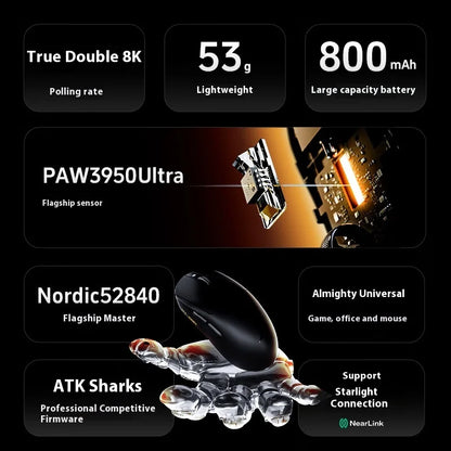ATK A9 Plus Gaming Mouse Wireless A9/A9 SE/A9 Pro Tri Mode 8K Gaming Mouse Lightweight A9 Ultimate E-sports PC Gift Customized