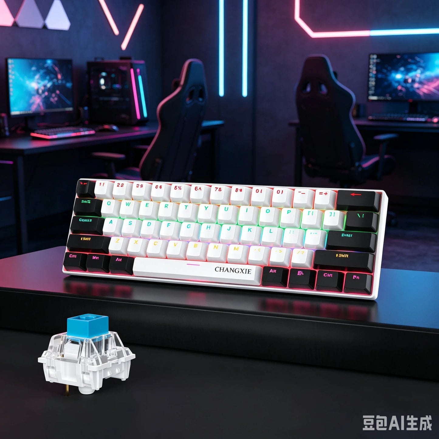 60% Compact Wired Mechanical Keyboard 61 Keys RGB Backlight Red Switch Ergonomic Small Portable for Office Computer Windows Tablet