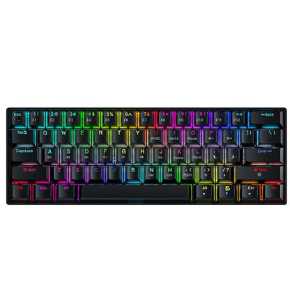New Portable Compact 61 Keys 3-Mode Mechanical Keyboard RGB Backlit Brown Switch Wireless Bluetooth Gaming Office Keyboard