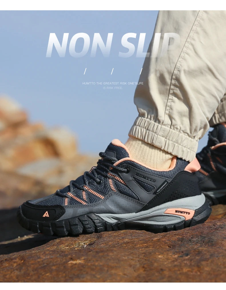 HUMTTO Hiking Shoes for Women Wear-Resistant Outdoor Women's Sports Shoes Lace-Up Climbing Trekking Sneakers Woman 110609B